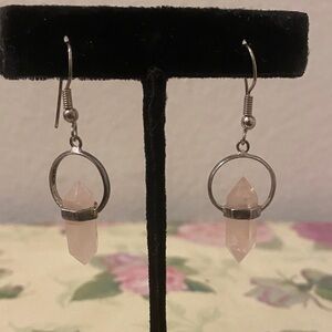 Chic Silver and Rose Quartz Earrings